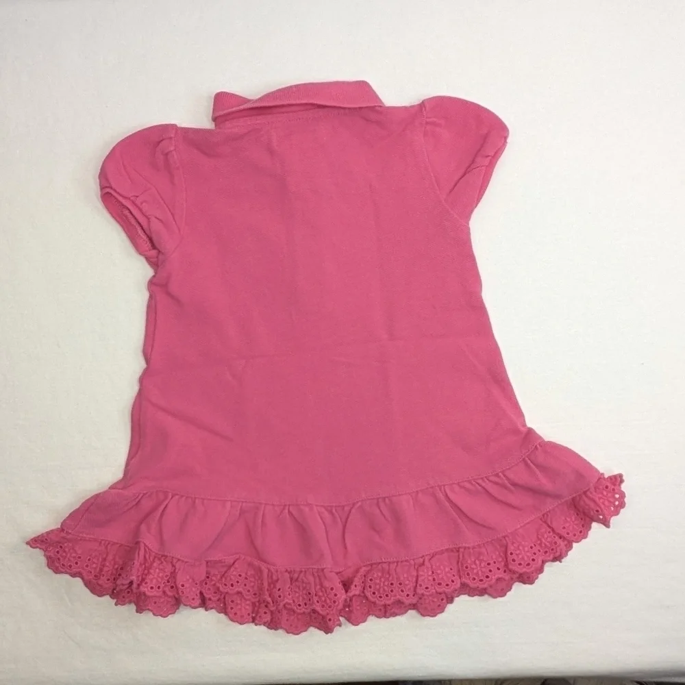Ralph Lauren Classic Girls Pink Polo Ruffled Dress (Size 6 Months)